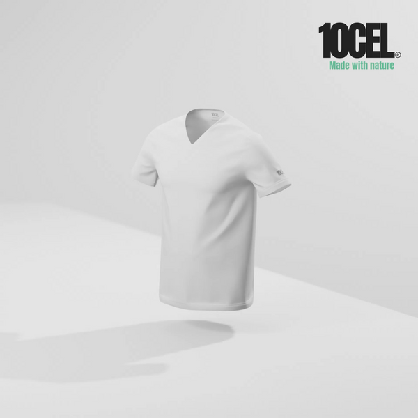 10CEL V-Hals T-Shirt White - (Pack of 4)