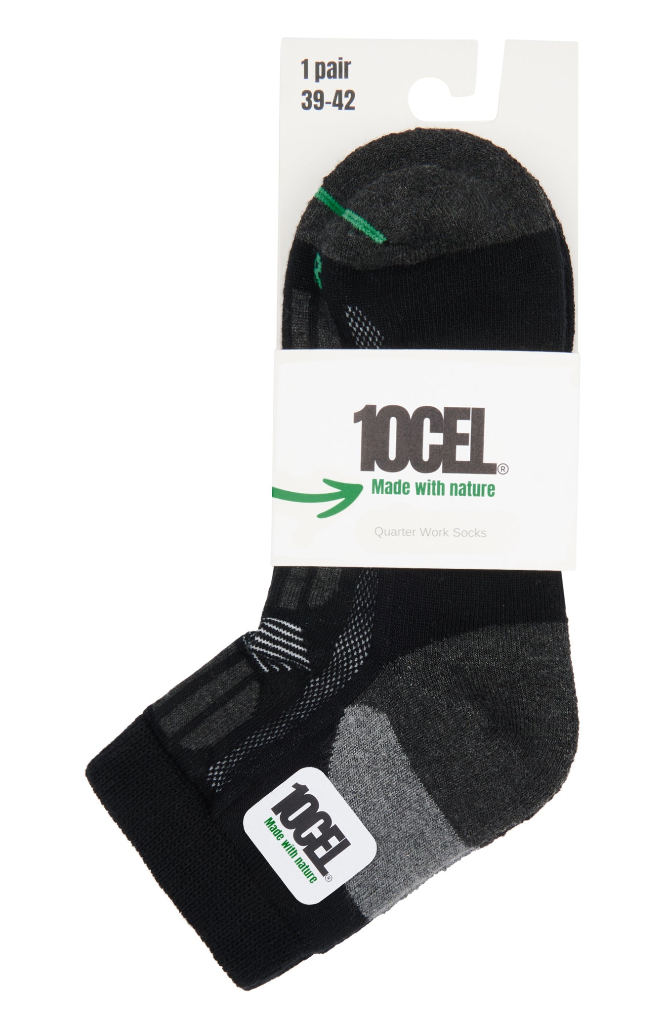 10CEL Quarter Work Socks Black