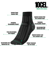 10CEL Quarter Work Socks Black