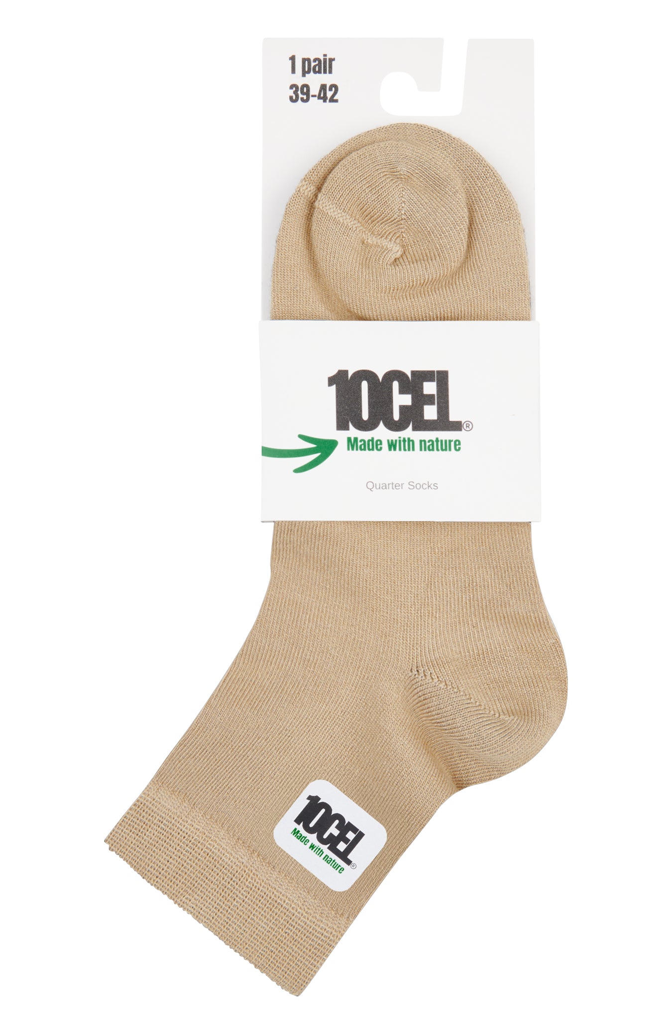 10CEL Quarter Socks Beige - (Pack of 2)